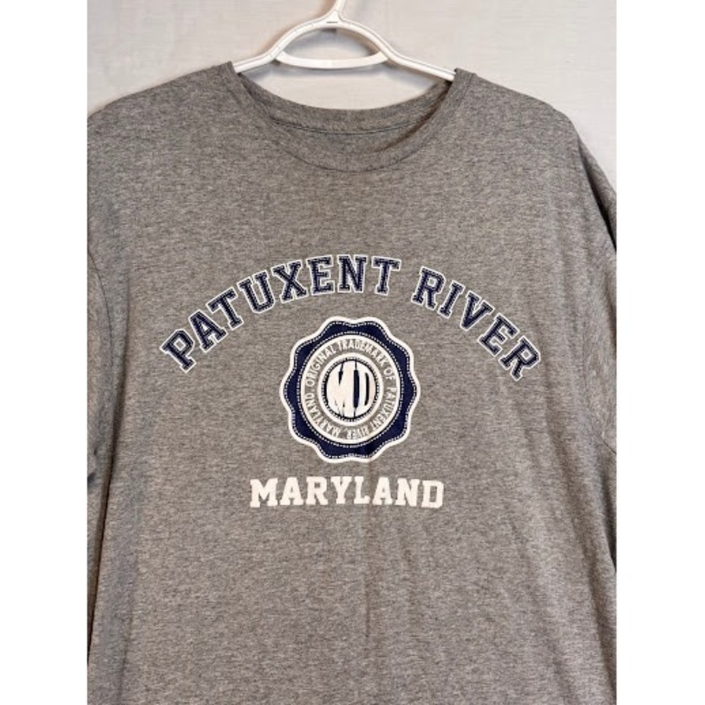 Patuxent River Maryland Graphic T-Shirt Mens Large Gray Short Sleeve Crewneck